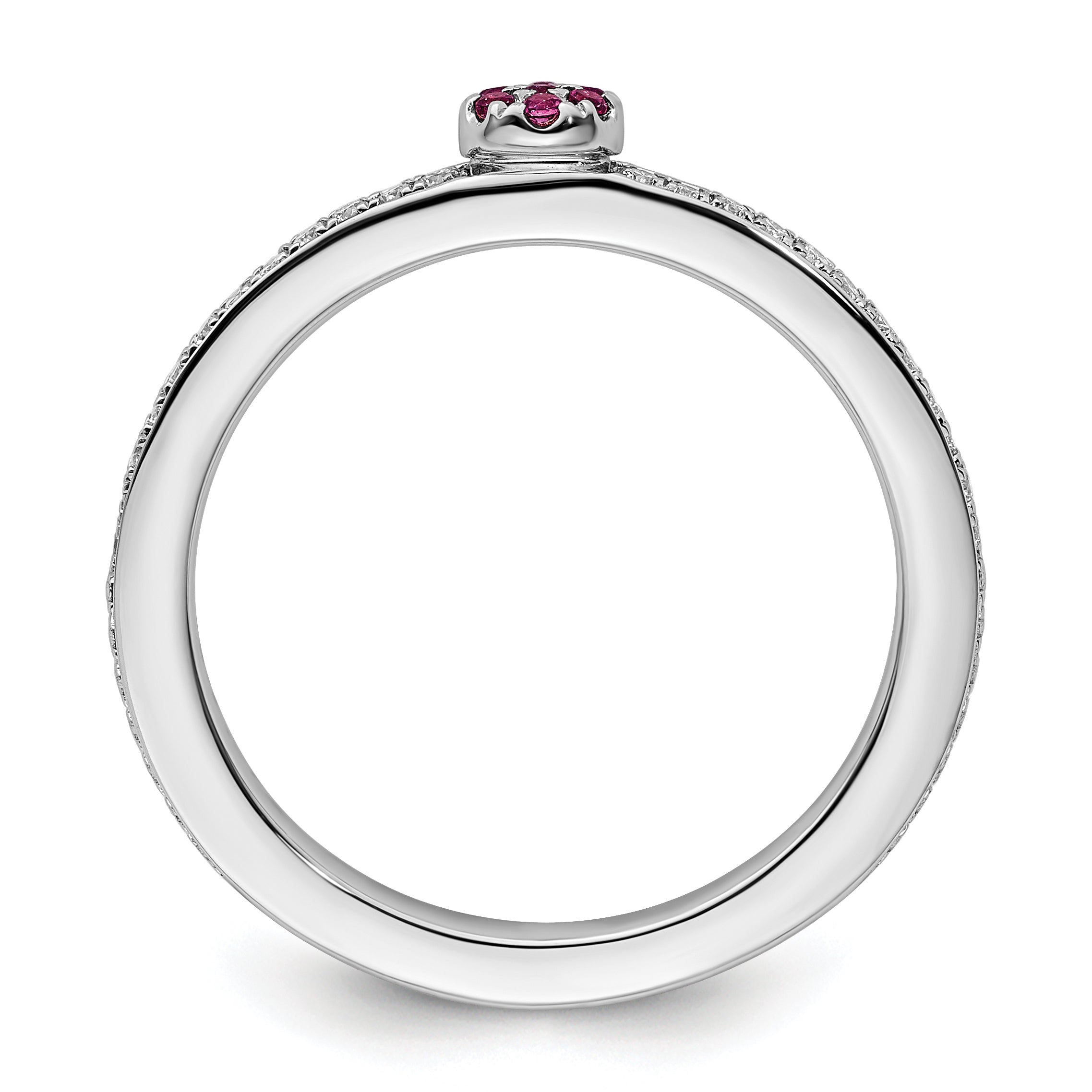 14k White Gold Stackable Expressions Rhodolite Garnet and Dia. Ring Secondary image