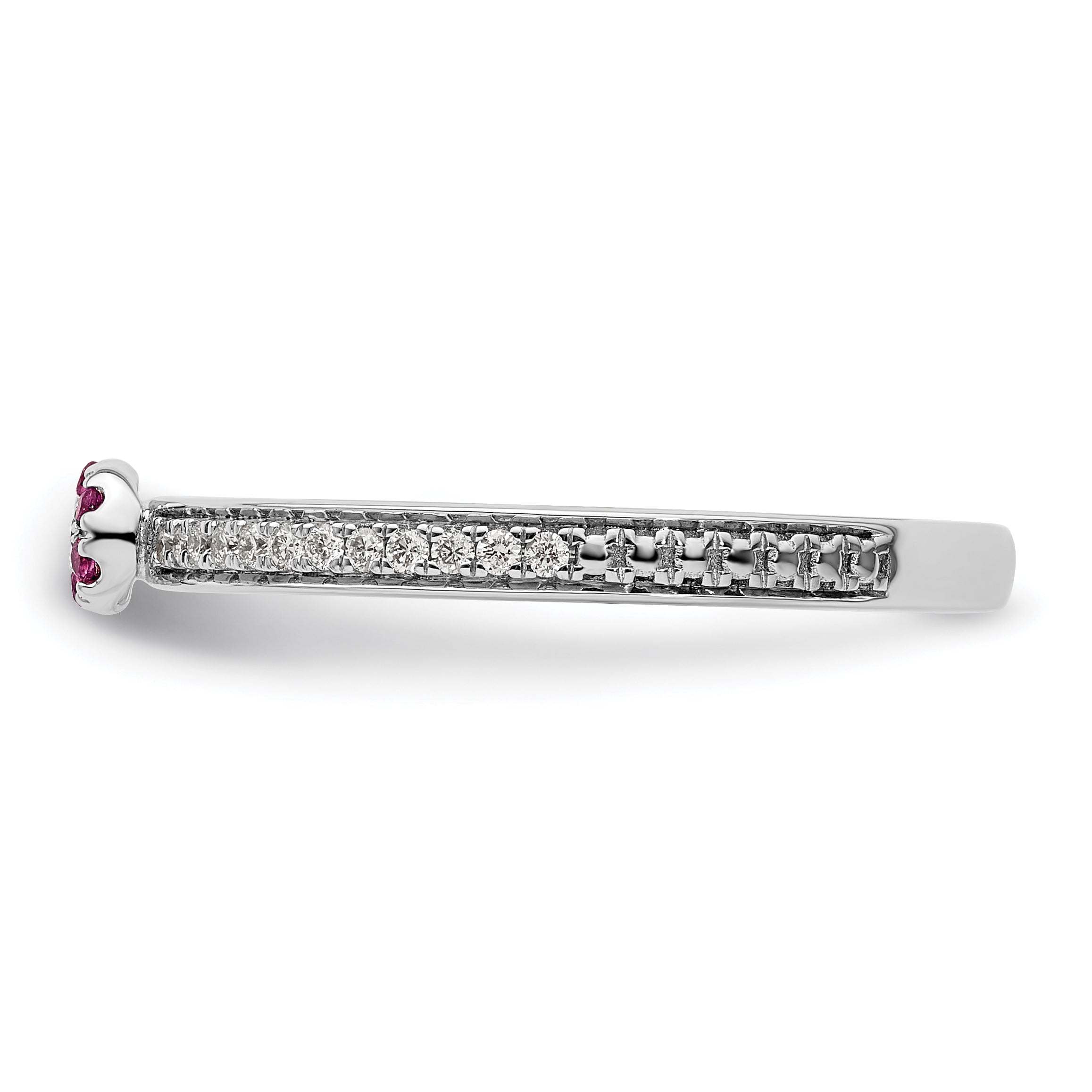 14k White Gold Stackable Expressions Rhodolite Garnet and Dia. Ring