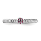 14k White Gold Stackable Expressions Rhodolite Garnet and Dia. Ring