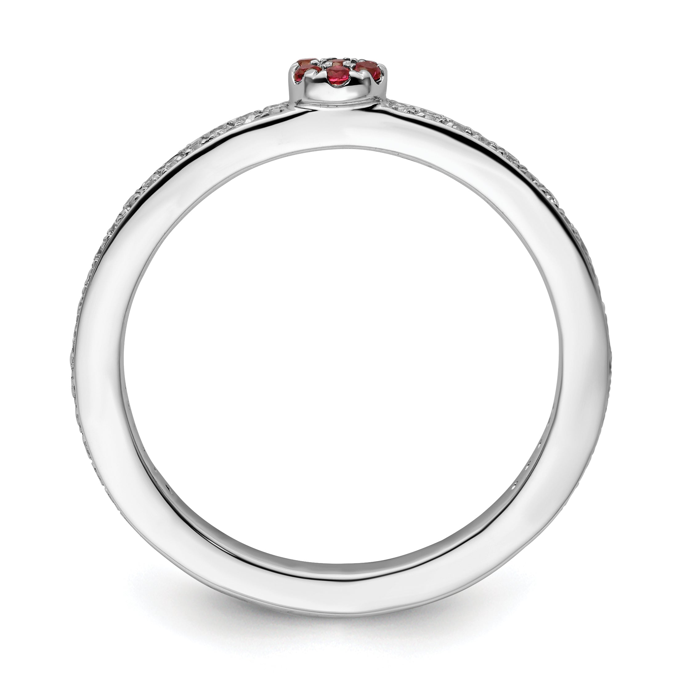 14k White Gold Stackable Expressions Created Ruby and Diamond Ring Secondary image