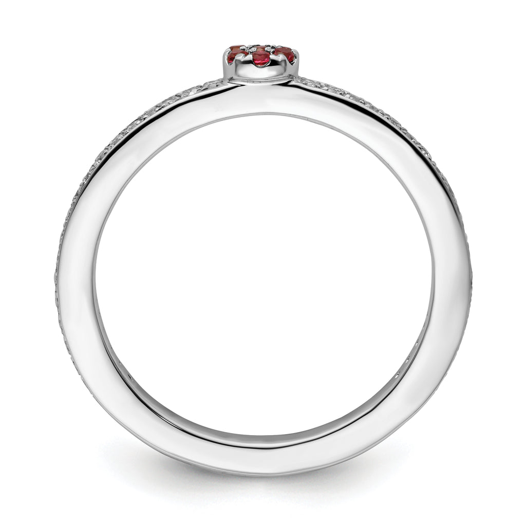 14k White Gold Stackable Expressions Created Ruby and Diamond Ring