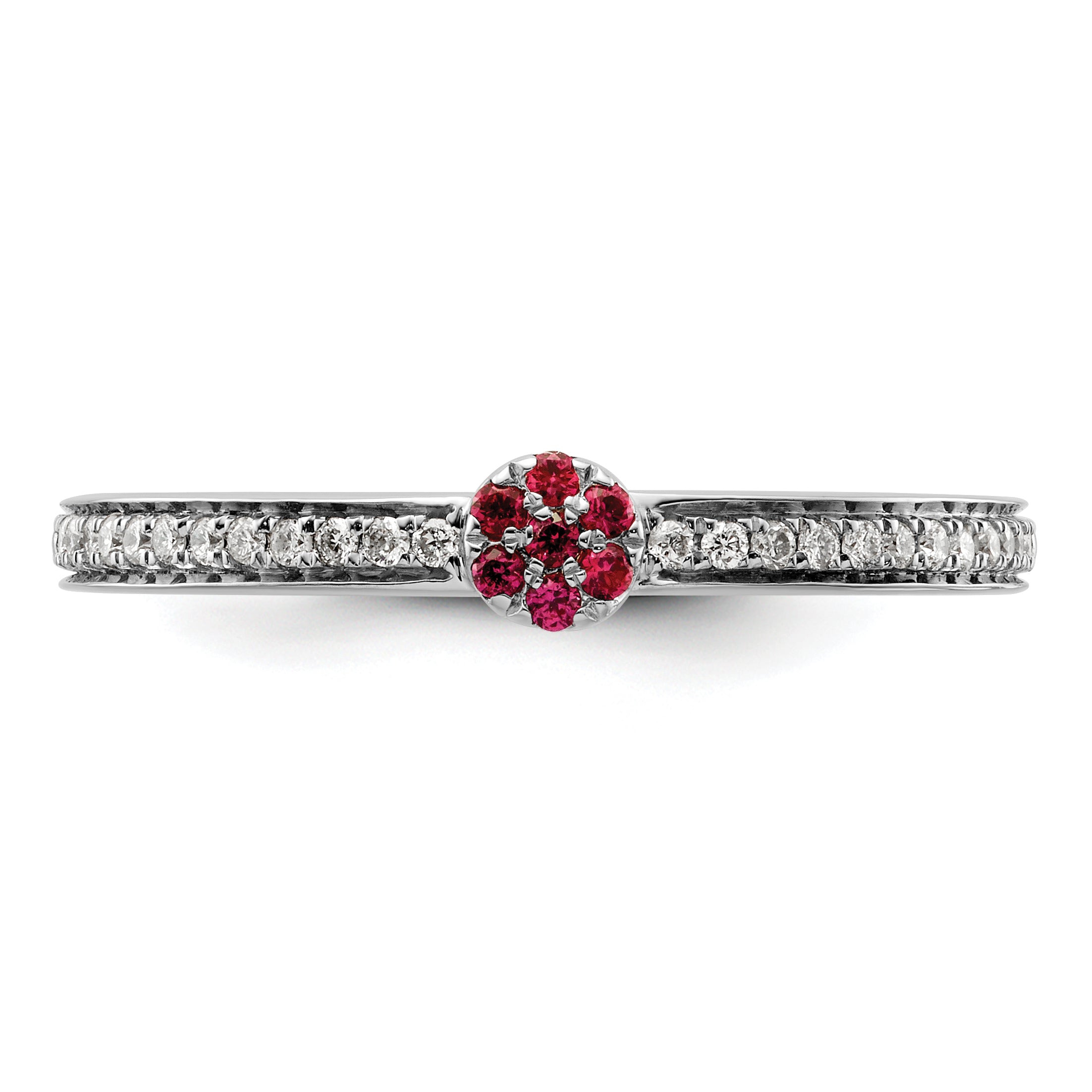 14k White Gold Stackable Expressions Created Ruby and Diamond Ring