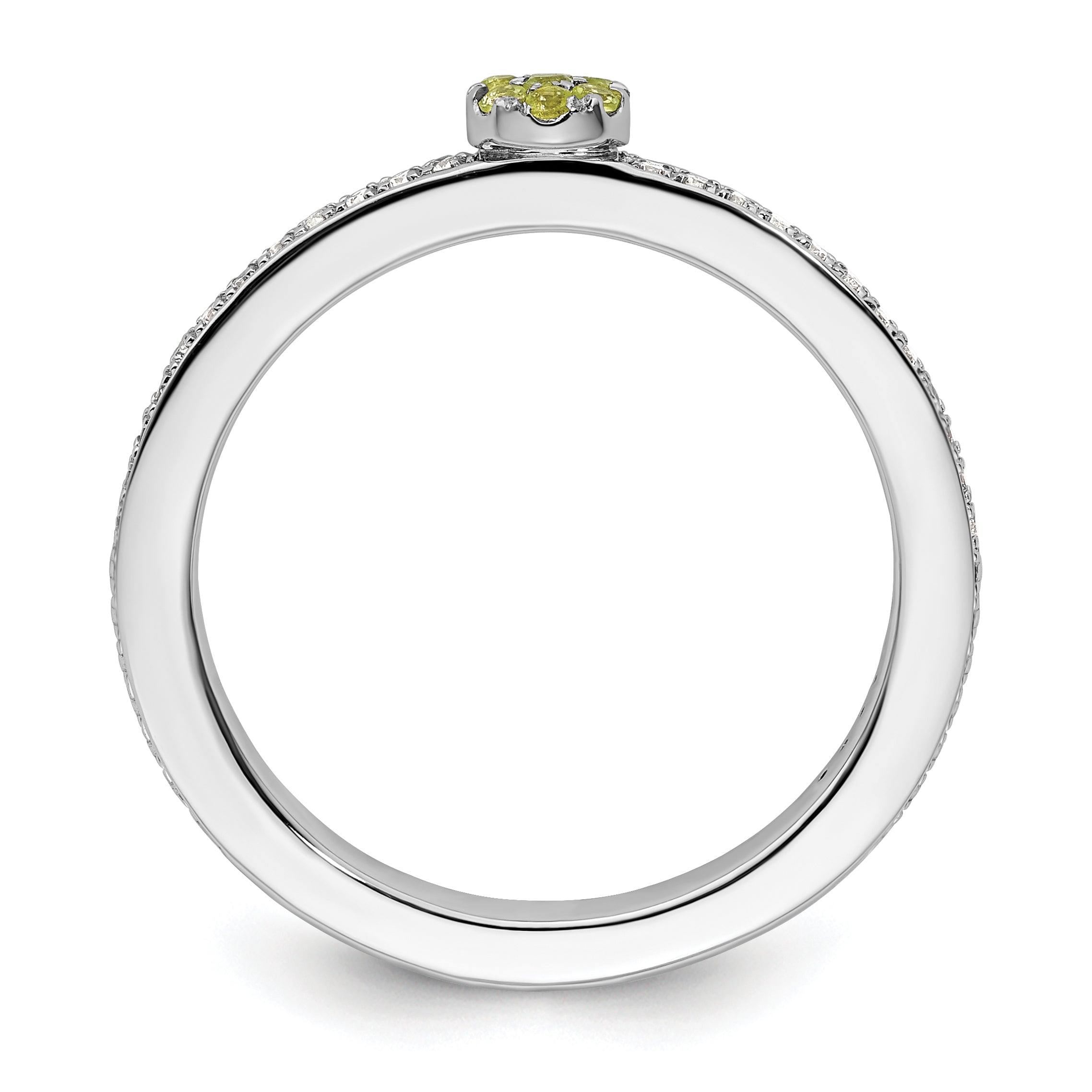14k White Gold Stackable Expressions Peridot and Diamond Ring Secondary image
