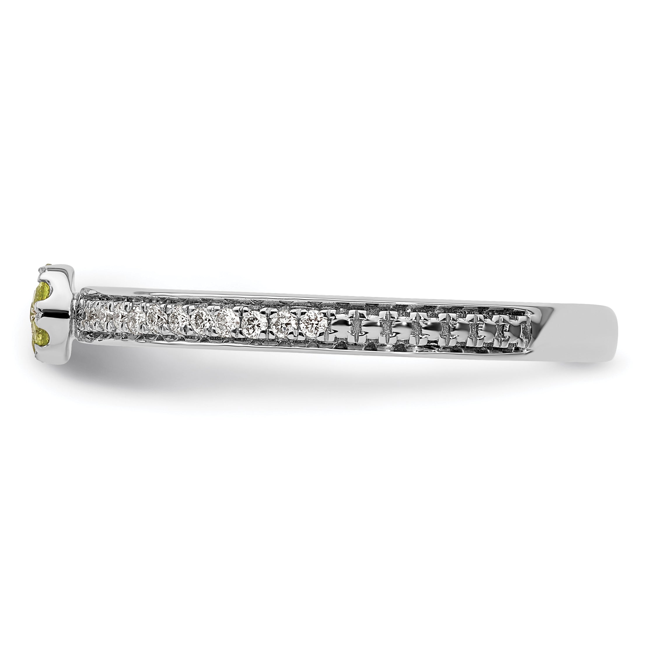 14k White Gold Stackable Expressions Peridot and Diamond Ring