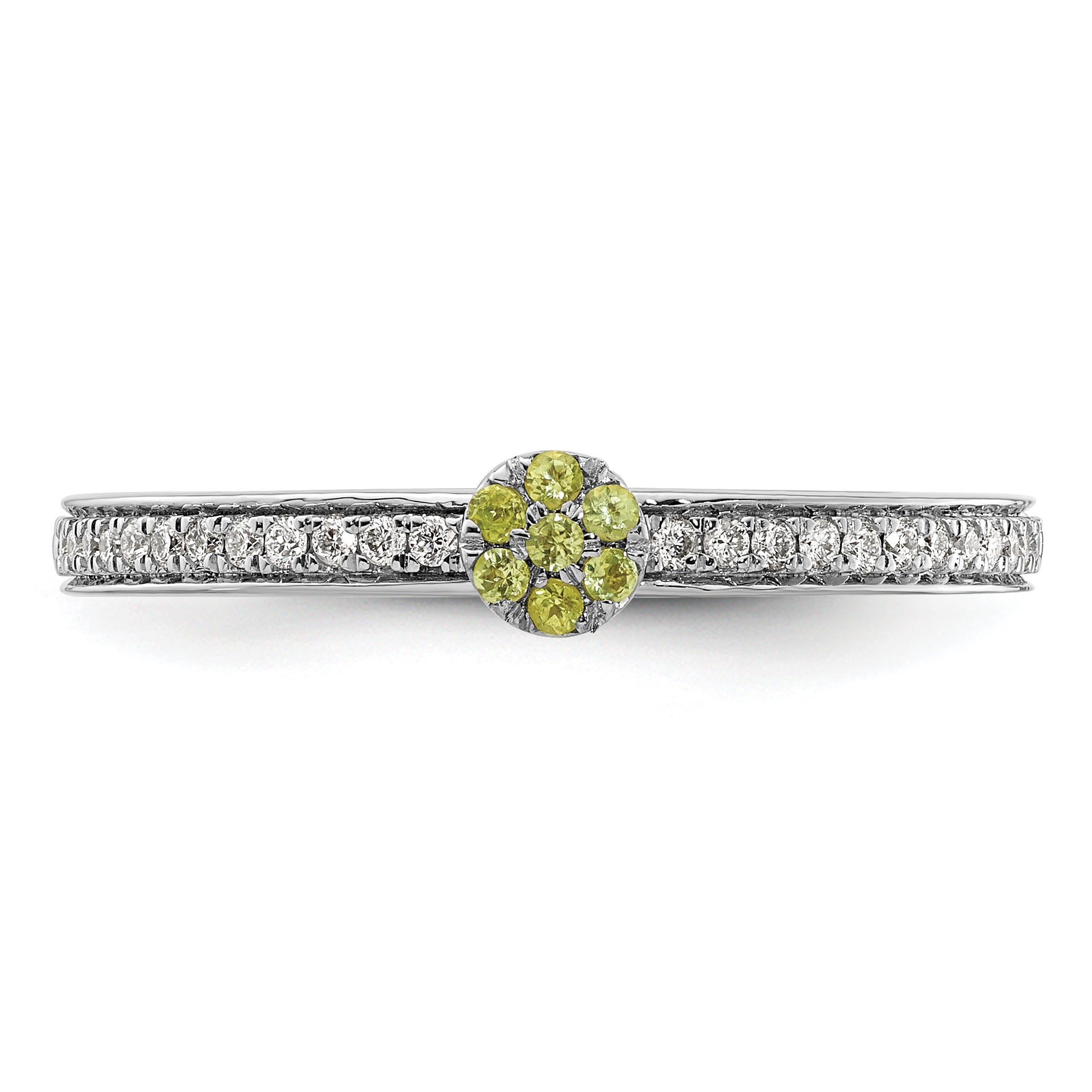 14k White Gold Stackable Expressions Peridot and Diamond Ring