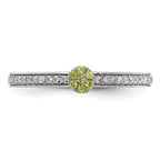 14k White Gold Stackable Expressions Peridot and Diamond Ring