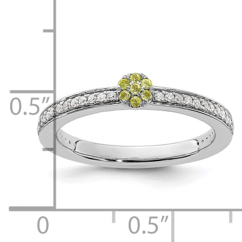 14k White Gold Stackable Expressions Peridot and Diamond Ring
