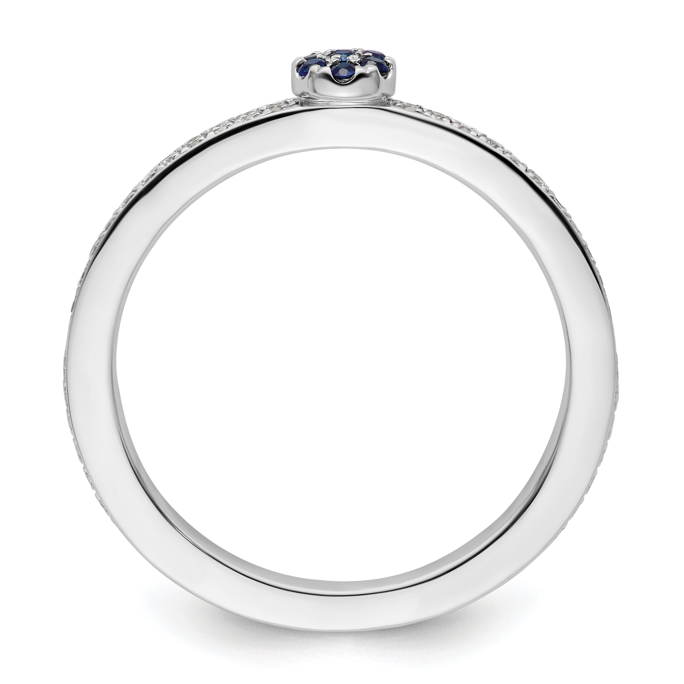 14k White Gold Stackable Expressions Created Sapphire and Dia. Ring