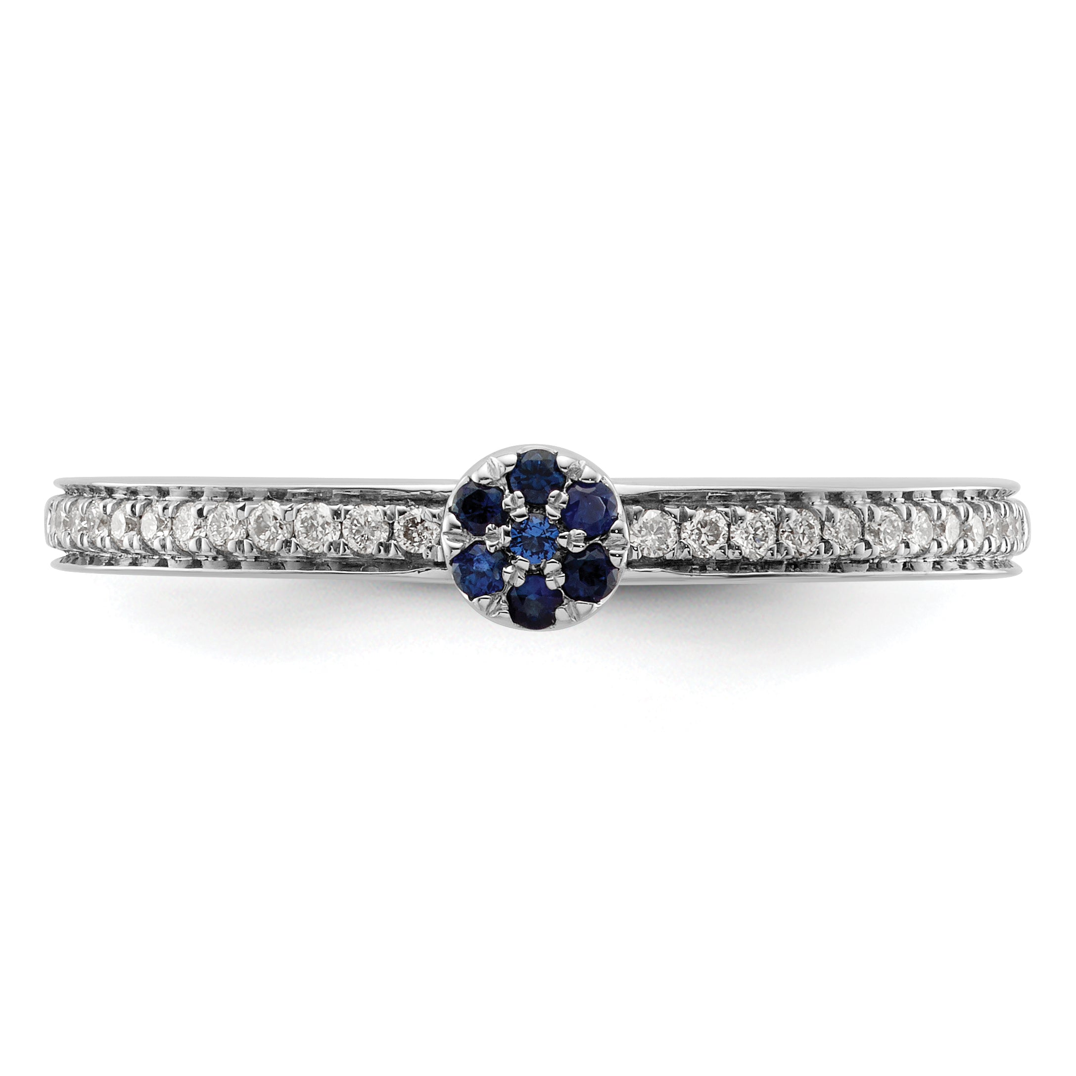 14k White Gold Stackable Expressions Created Sapphire and Dia. Ring