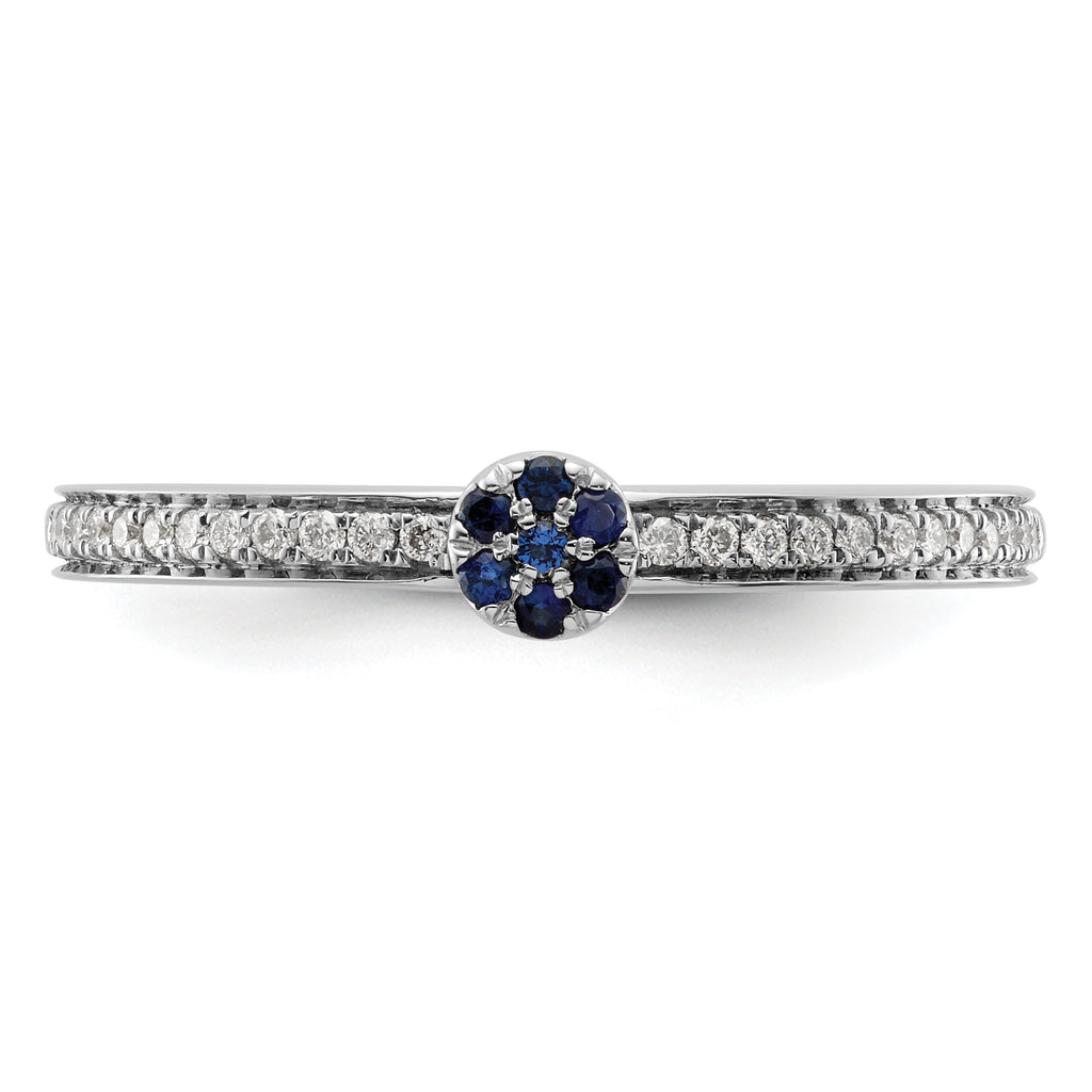 14k White Gold Stackable Expressions Created Sapphire and Dia. Ring
