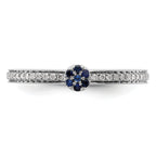 14k White Gold Stackable Expressions Created Sapphire and Dia. Ring