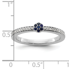 14k White Gold Stackable Expressions Created Sapphire and Dia. Ring