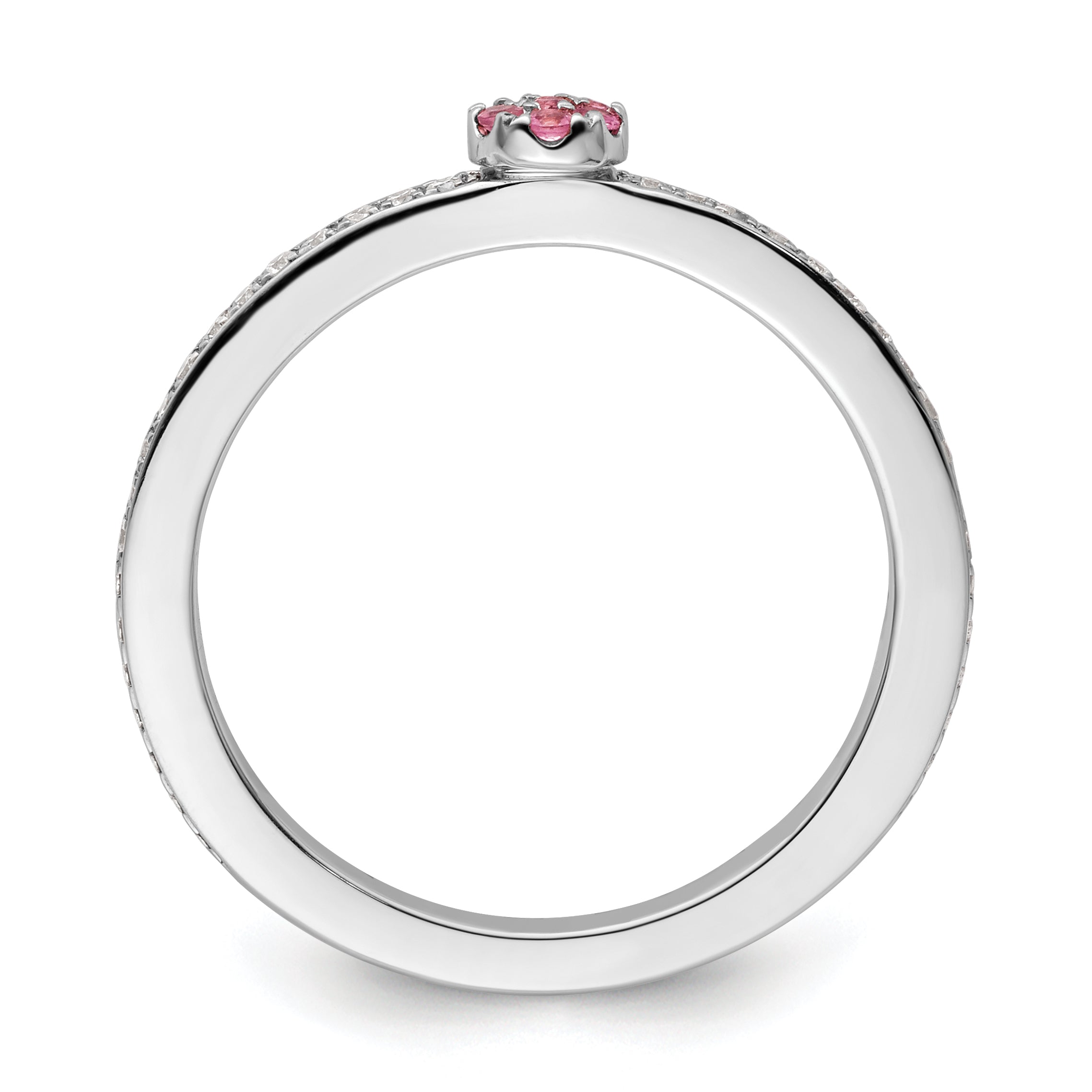 14k White Gold Stackable Expressions Pink Tourmaline and Dia. Ring Secondary image