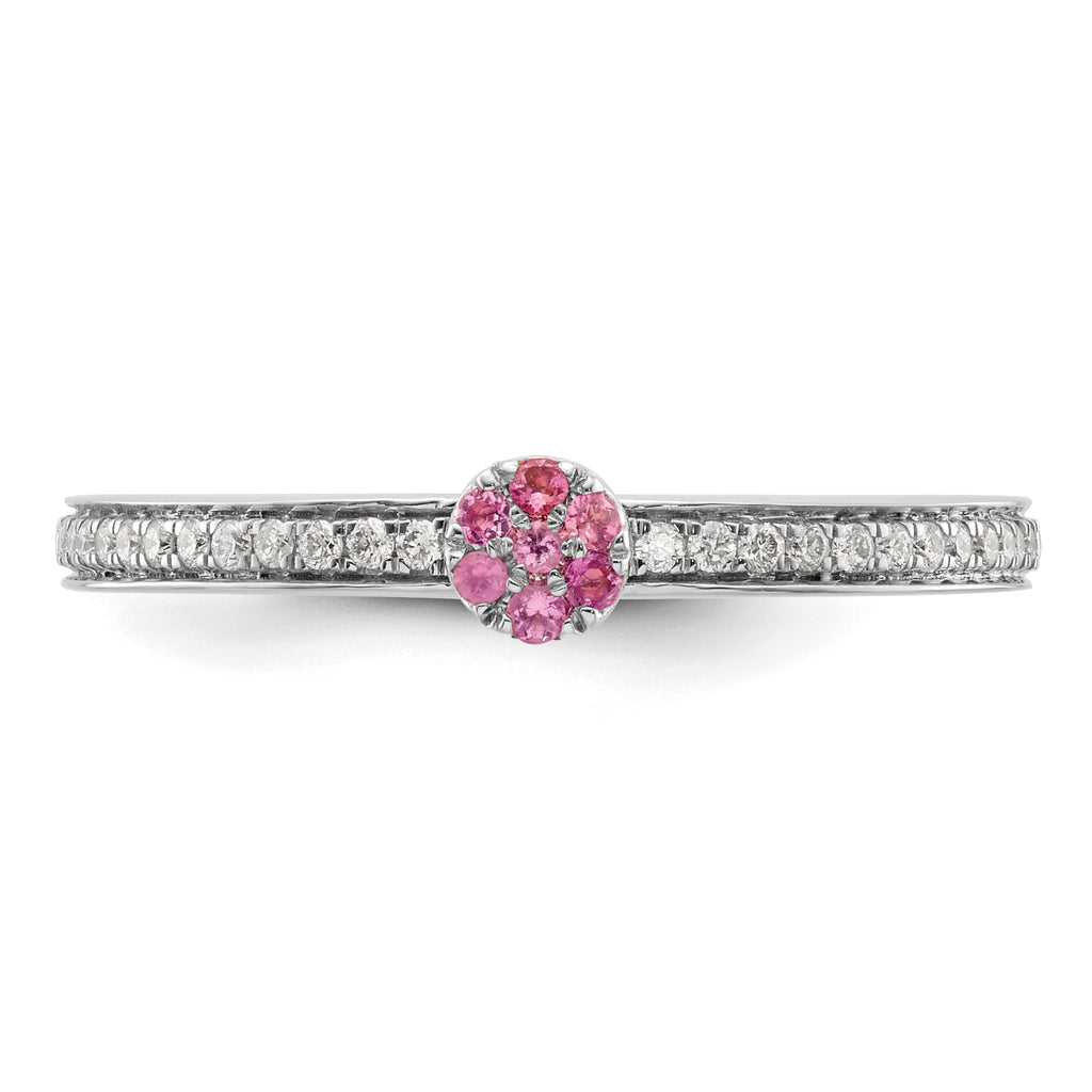 14k White Gold Stackable Expressions Pink Tourmaline and Dia. Ring