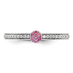 14k White Gold Stackable Expressions Pink Tourmaline and Dia. Ring