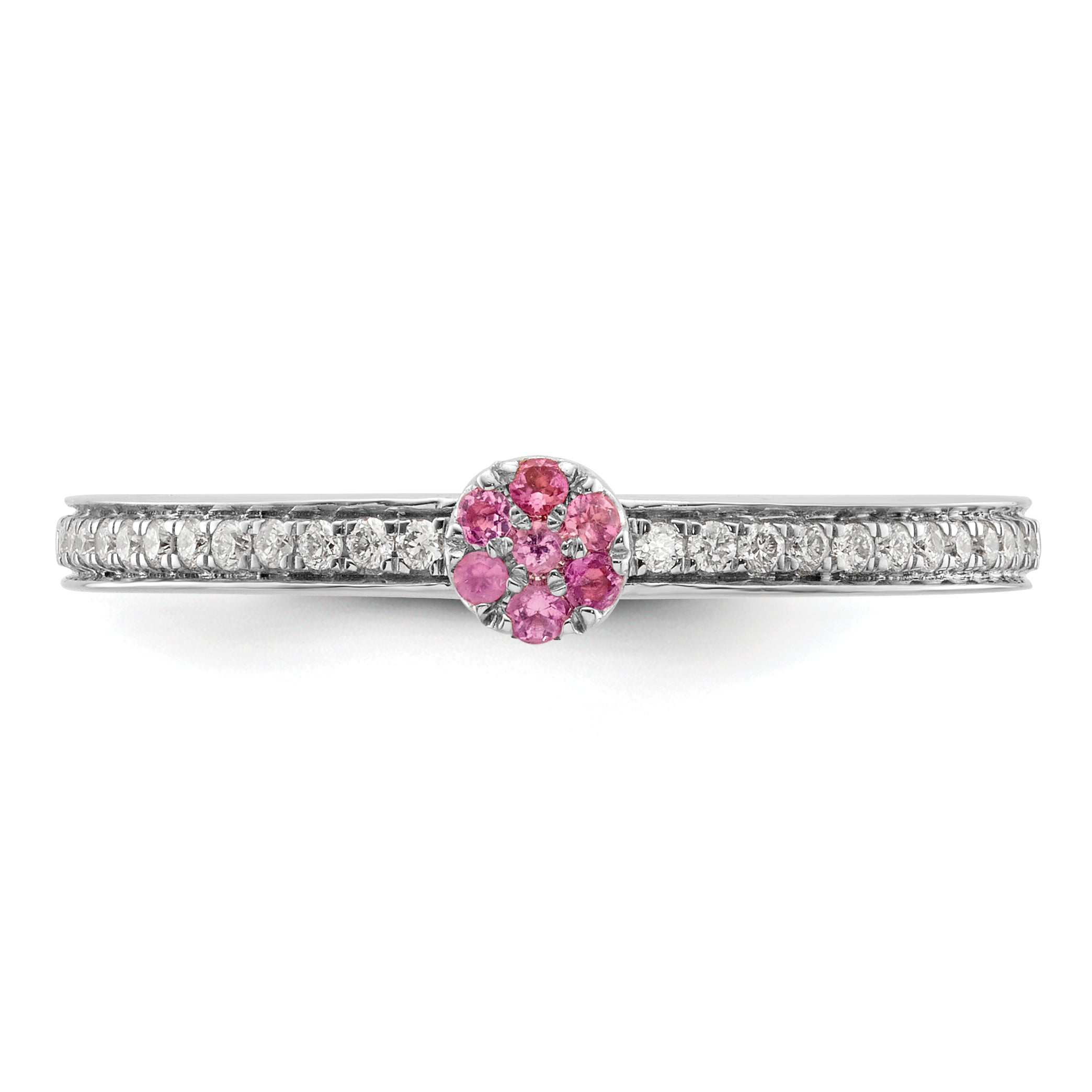 14k White Gold Stackable Expressions Pink Tourmaline and Dia. Ring