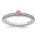 14k White Gold Stackable Expressions Pink Tourmaline and Dia. Ring
