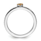 14k White Gold Stackable Expressions Citrine and Diamond Ring