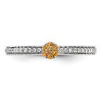 14k White Gold Stackable Expressions Citrine and Diamond Ring