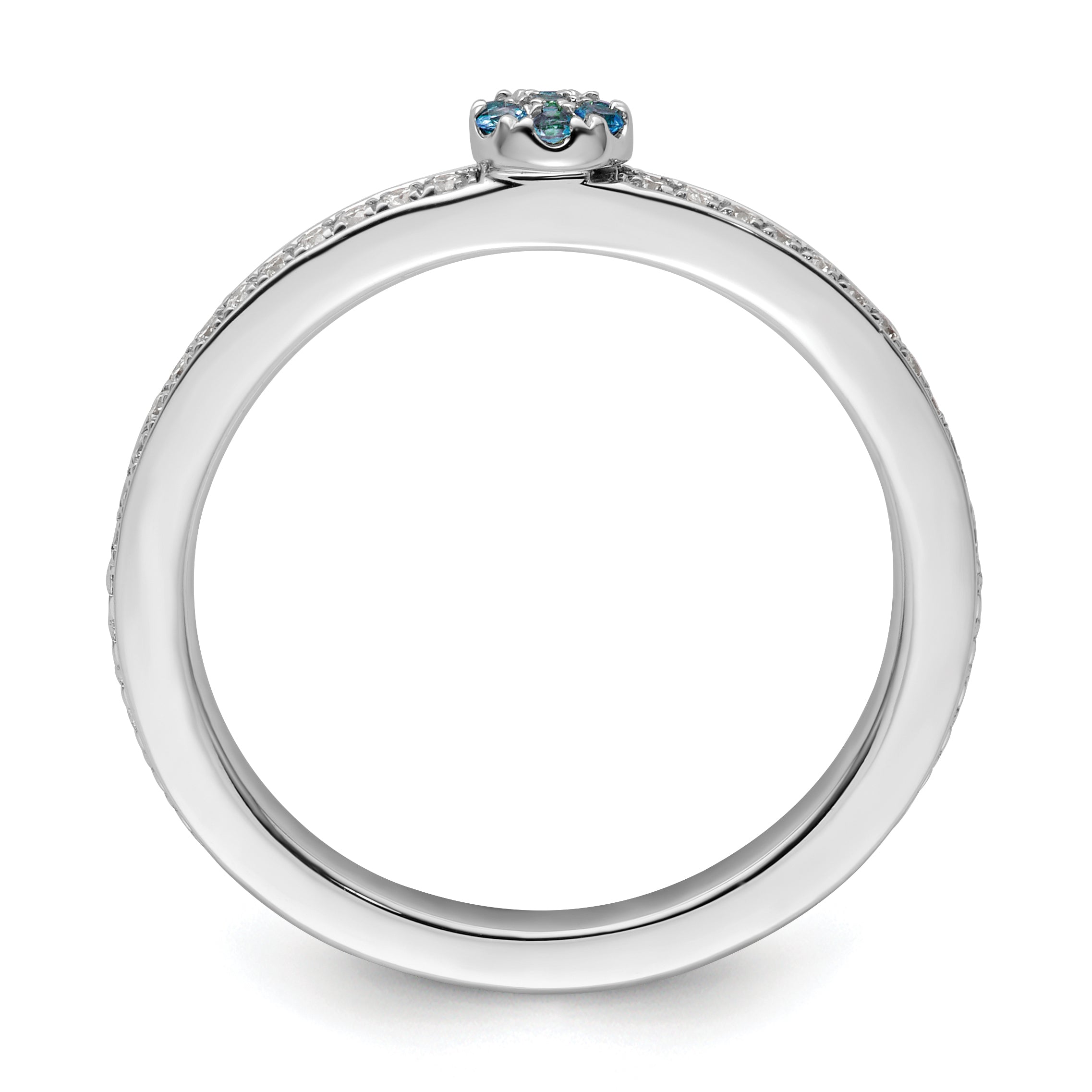 14k White Gold Stackable Expressions Blue Topaz and Diamond Ring Secondary image