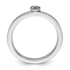 14k White Gold Stackable Expressions Blue Topaz and Diamond Ring