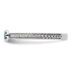14k White Gold Stackable Expressions Blue Topaz and Diamond Ring