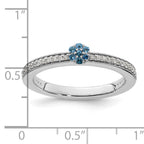 14k White Gold Stackable Expressions Blue Topaz and Diamond Ring