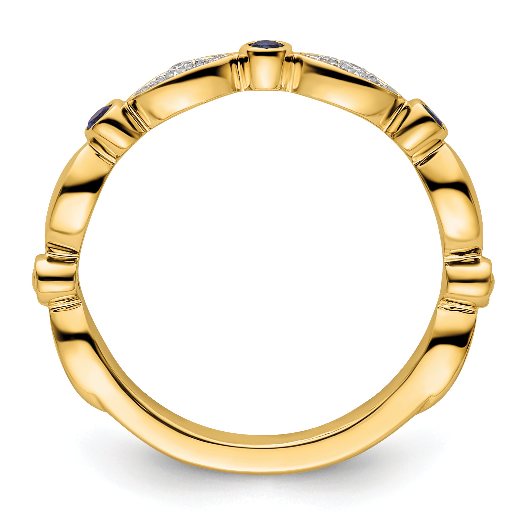 14k Stackable Expressions Created Sapphire and Diamond Ring