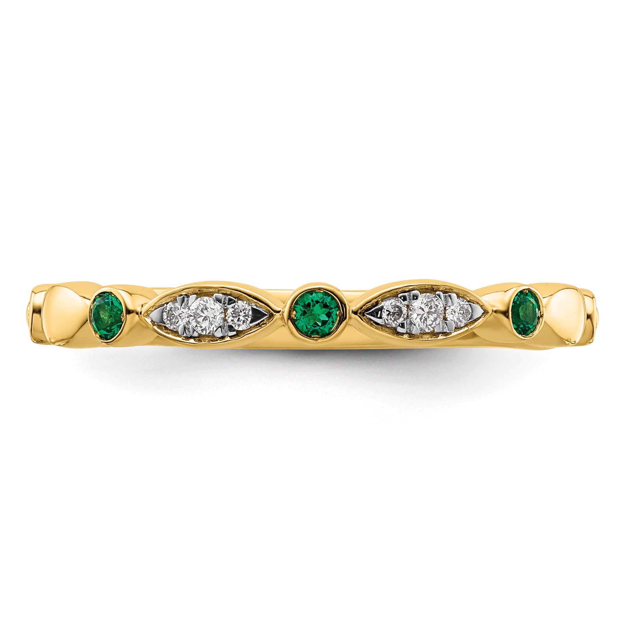 14k Stackable Expressions Created Emerald and Diamond Ring