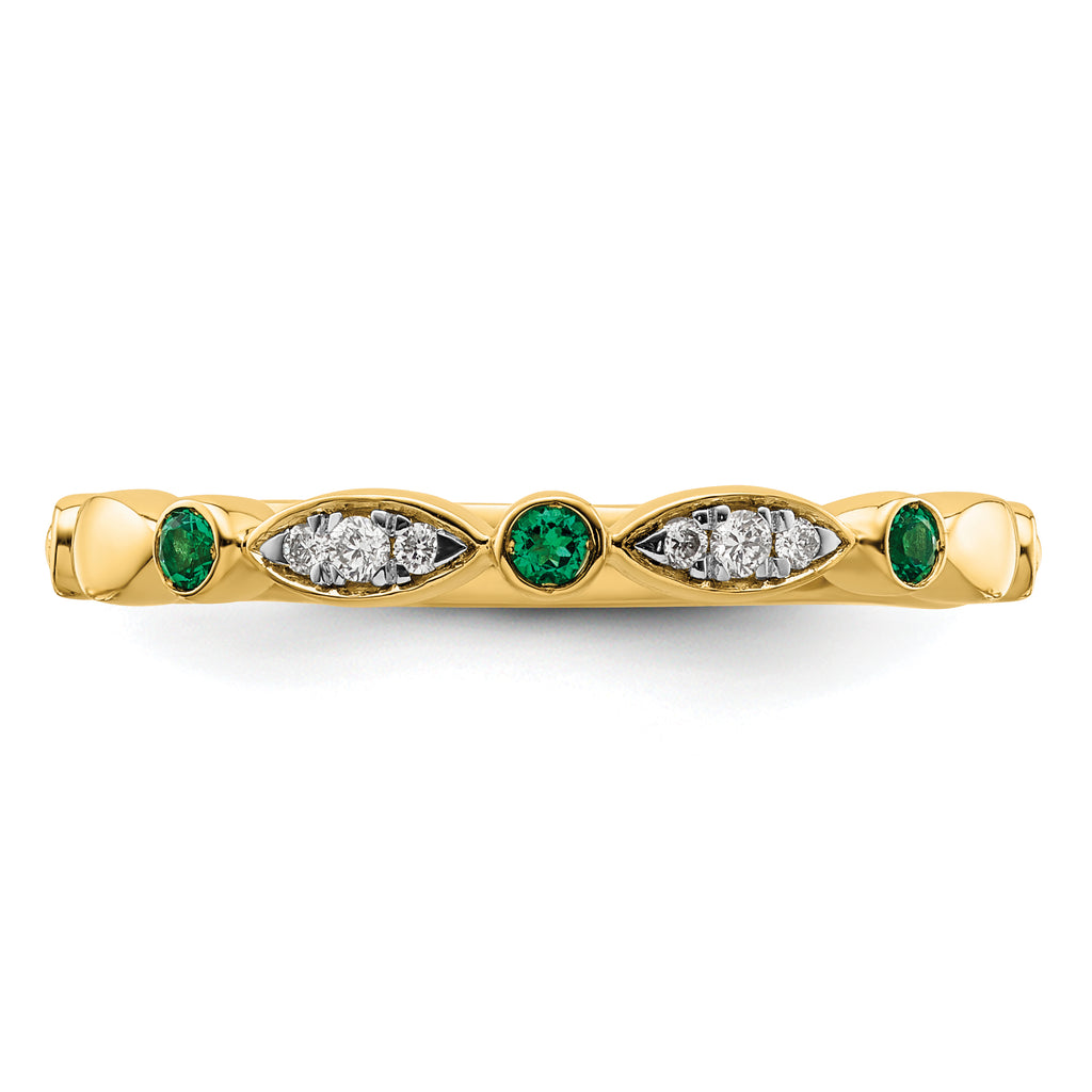 14k Stackable Expressions Created Emerald and Diamond Ring