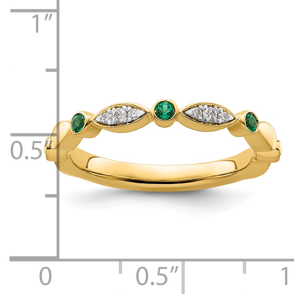 14k Stackable Expressions Created Emerald and Diamond Ring