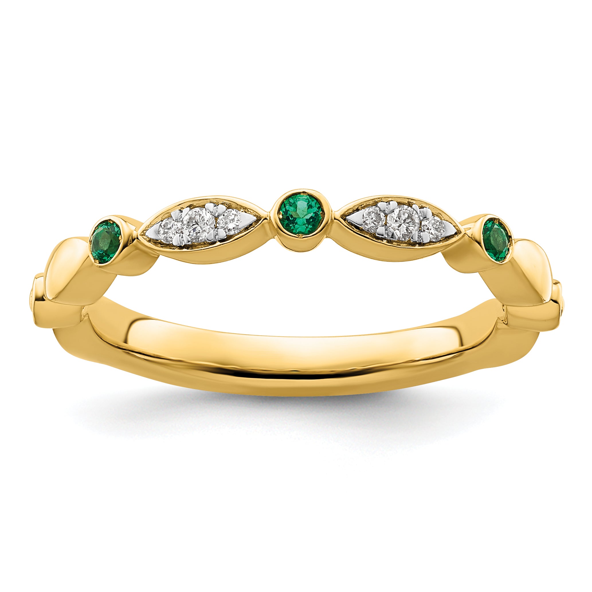 14k Stackable Expressions Created Emerald and Diamond Ring Main image