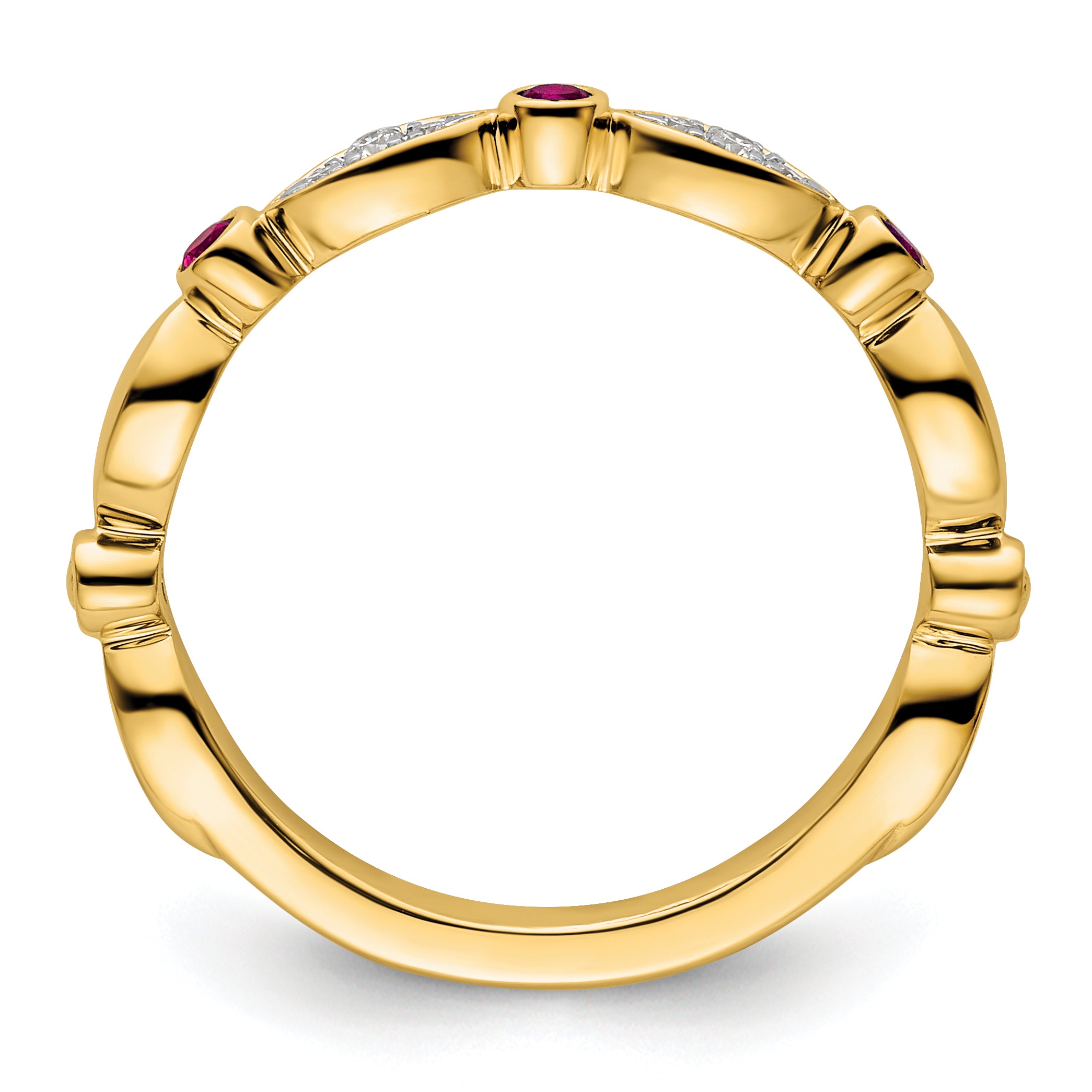 14k Stackable Expressions Created Ruby and Diamond Ring Secondary image