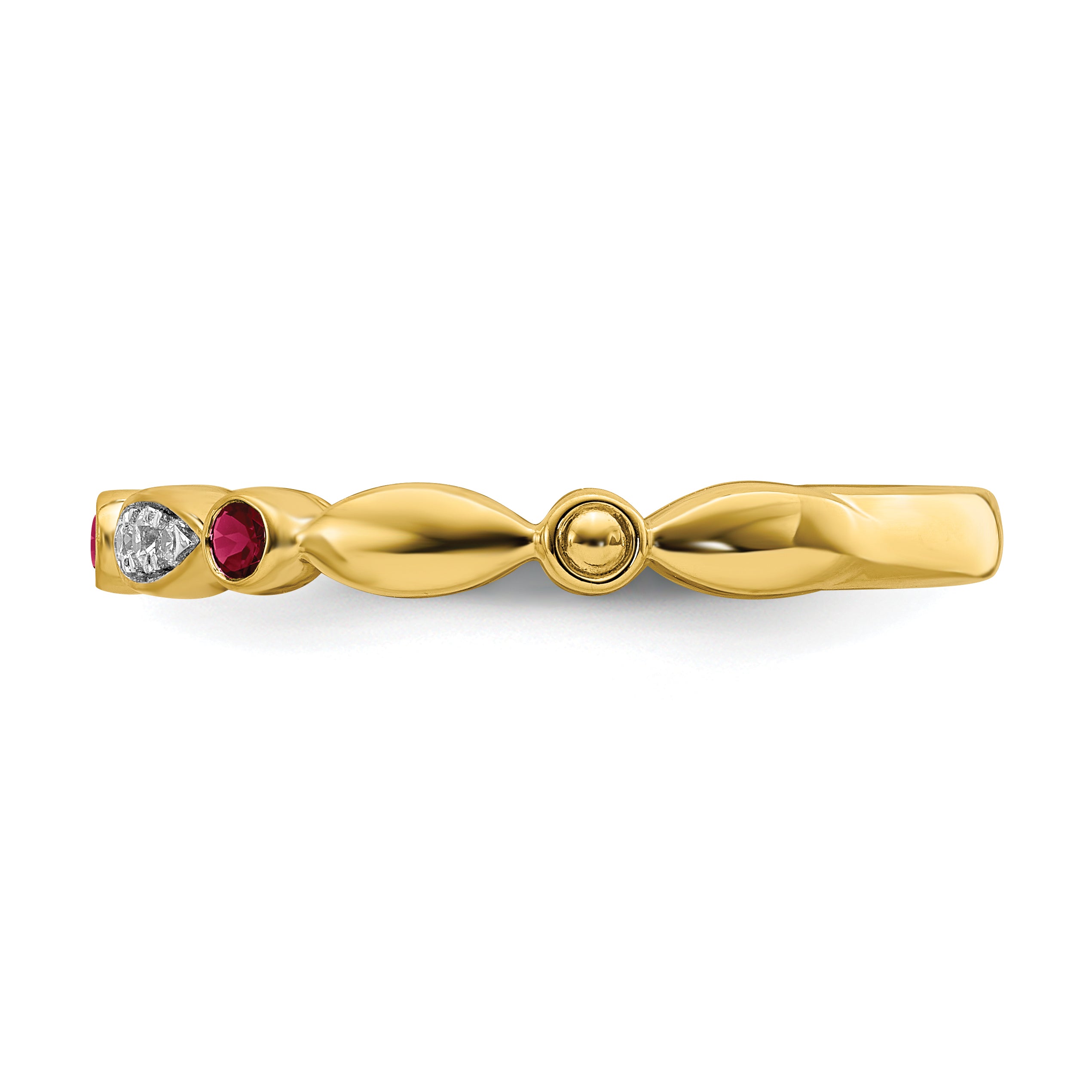 14k Stackable Expressions Created Ruby and Diamond Ring
