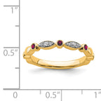 14k Stackable Expressions Created Ruby and Diamond Ring