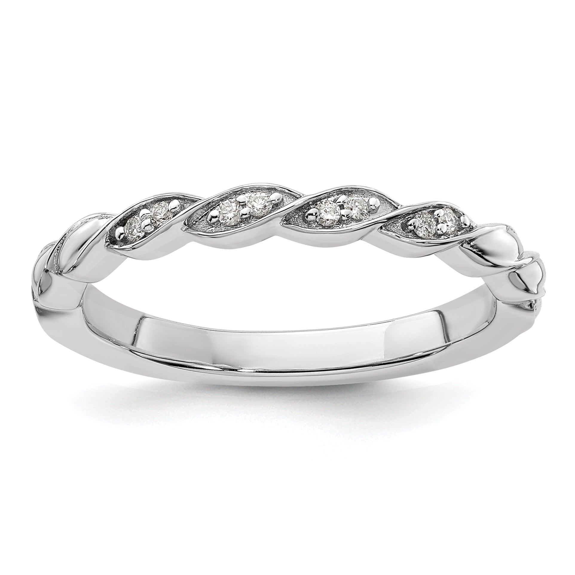 14k White Gold Stackable Expressions Diamond Twist Ring Main image