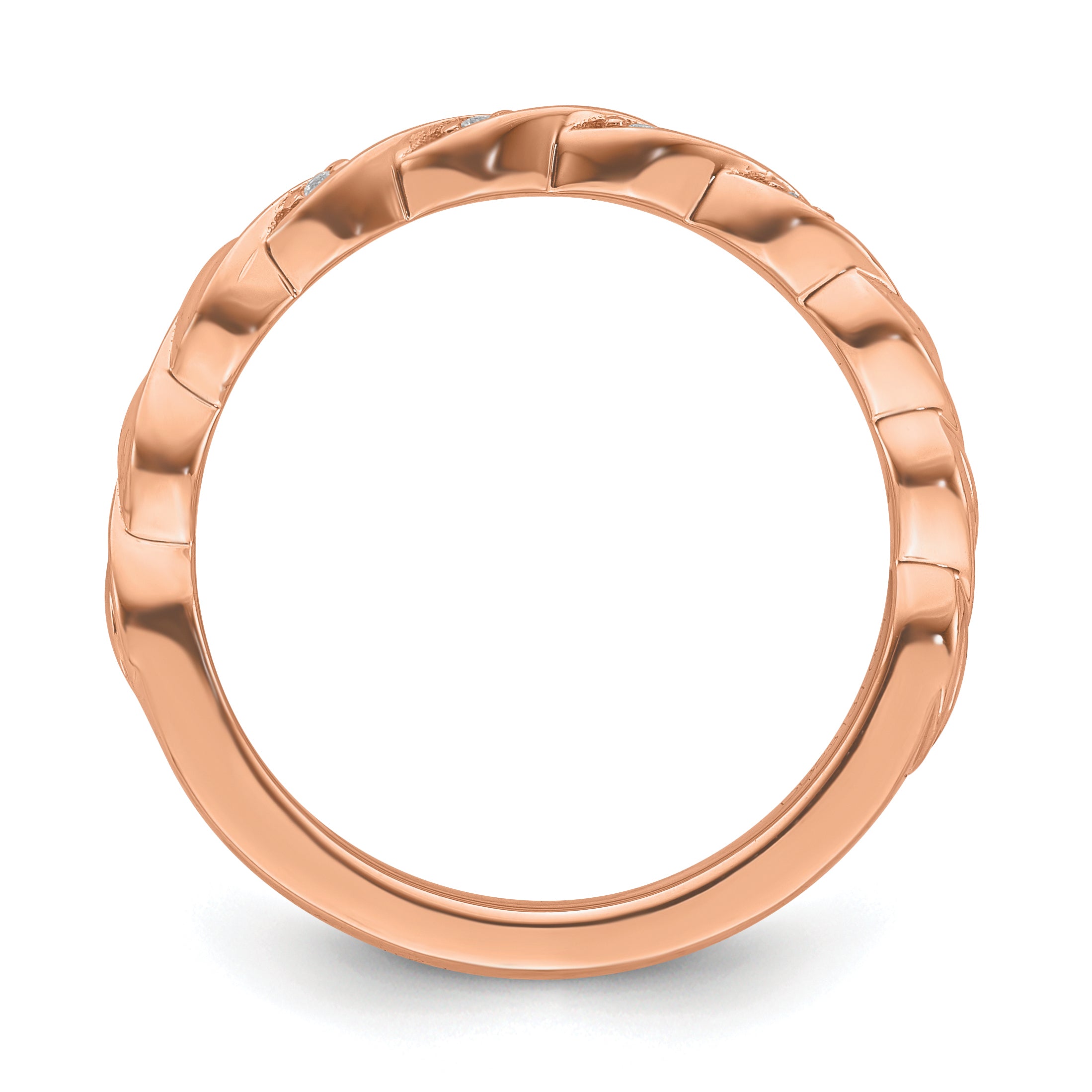 14k Rose Gold Stackable Expressions Diamond Twist Ring Secondary image