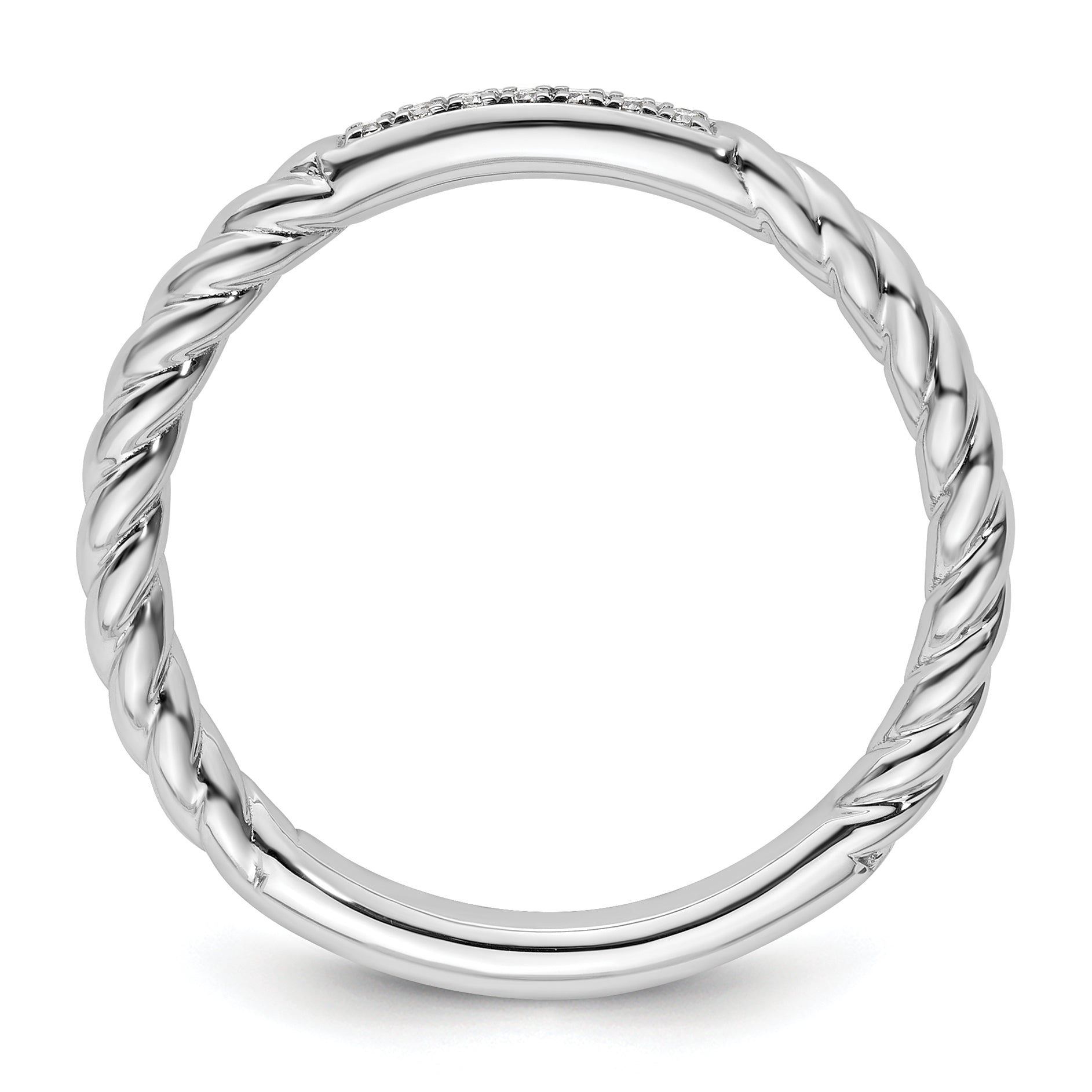 14k White Gold Stackable Expressions Diamond Twisted Ring Secondary image