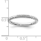 14k White Gold Stackable Expressions Diamond Twisted Ring