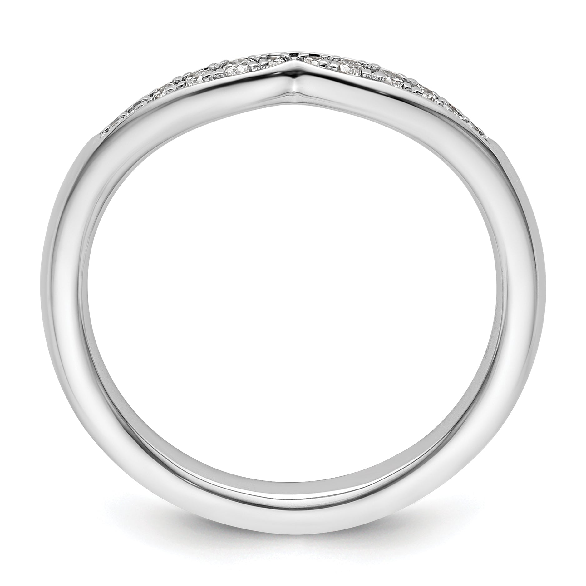 14k White Gold Stackable Expressions Diamond Curved Ring