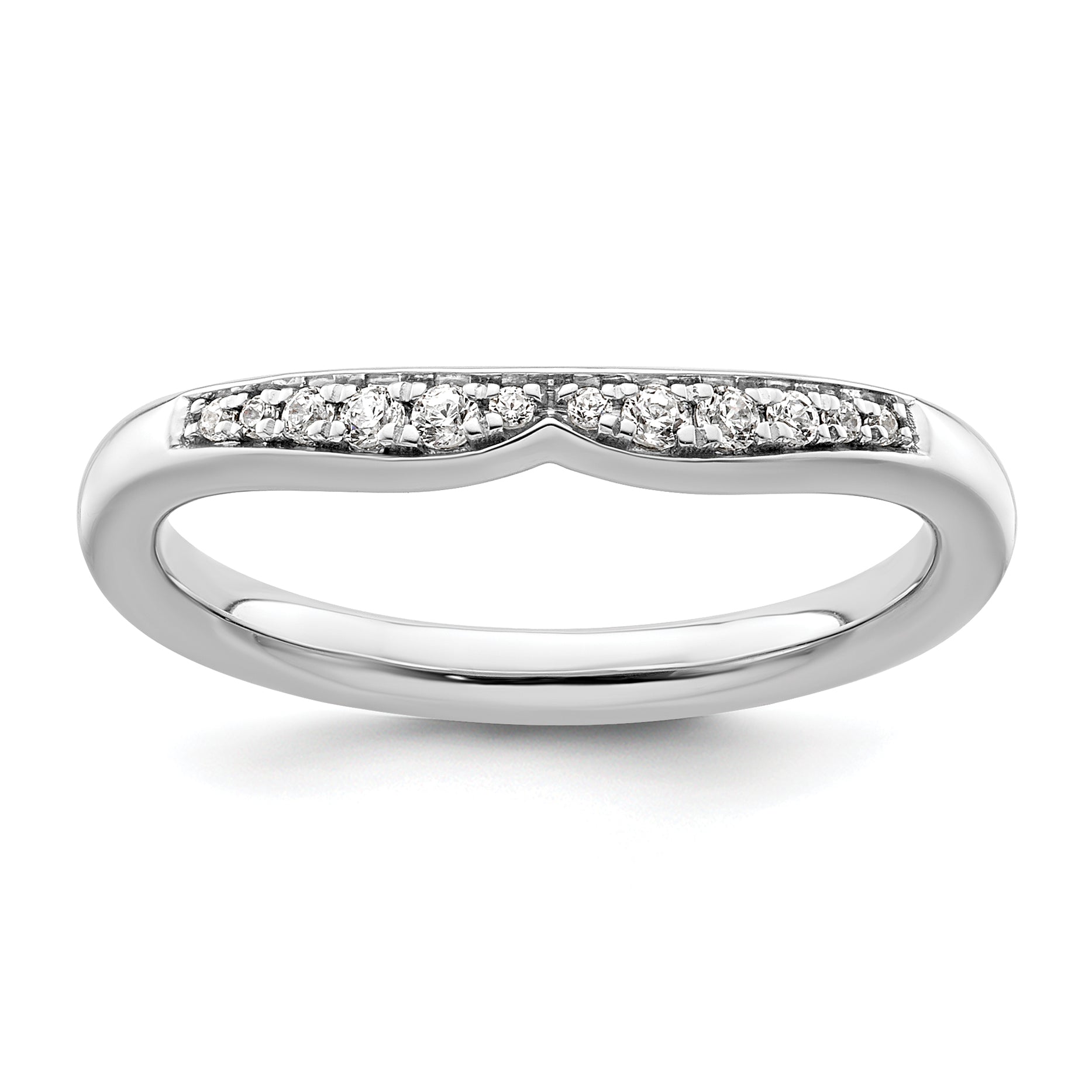14k White Gold Stackable Expressions Diamond Curved Ring Main image