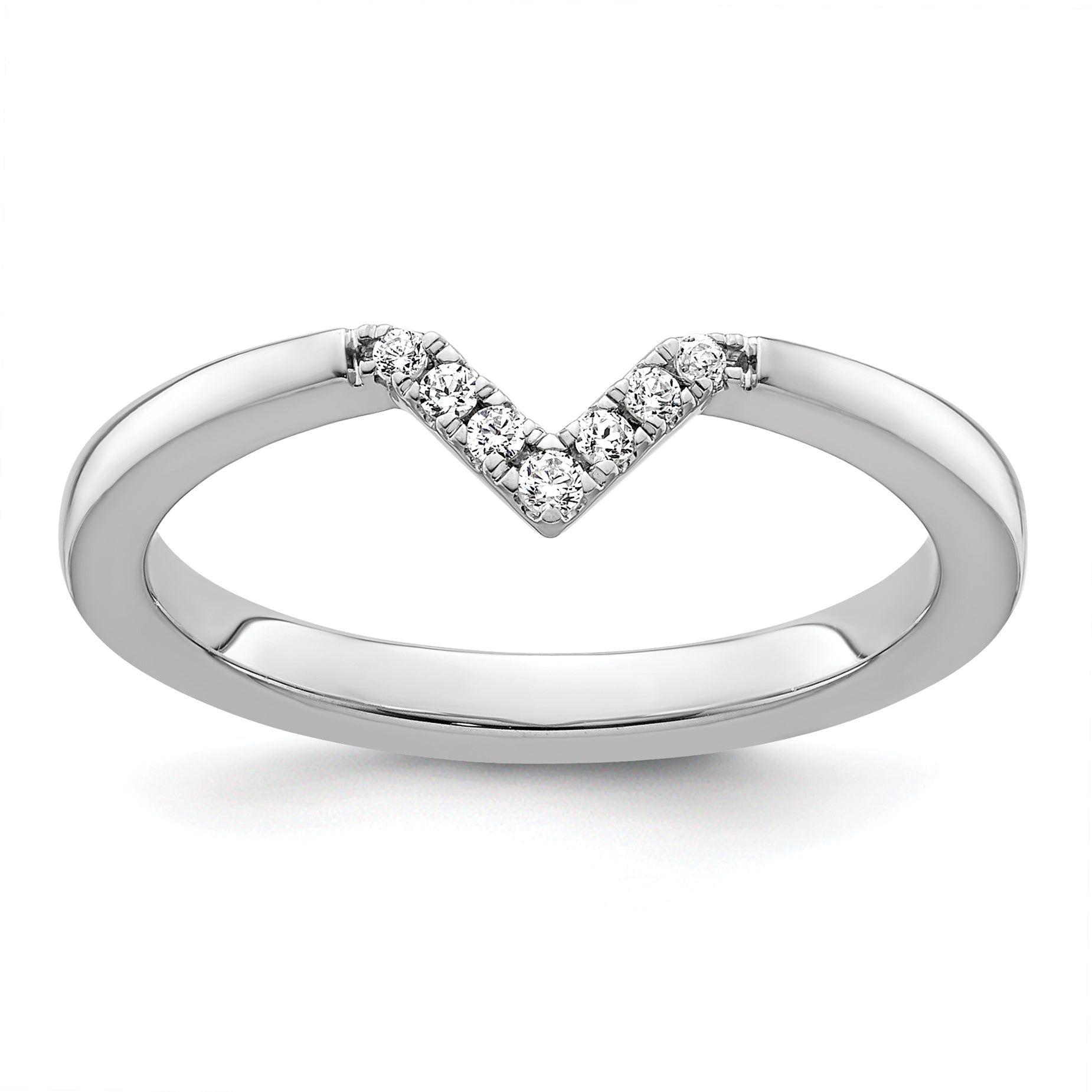 14k White Gold Stackable Expressions Diamond V-Shape Ring Main image