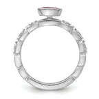 14k White Gold Stackable Expressions Garnet and Diamond Ring
