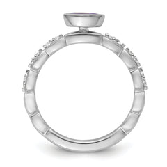 14k White Gold Stackable Expressions Amethyst and Diamond Ring