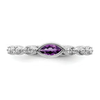 14k White Gold Stackable Expressions Amethyst and Diamond Ring