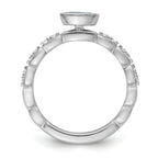 14k White Gold Stackable Expressions Aquamarine and Diamond Ring