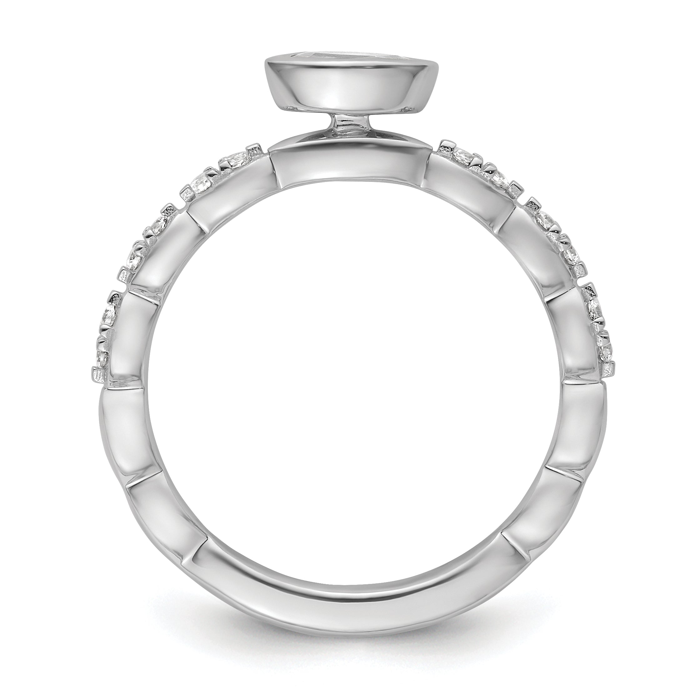 14k White Gold Stackable Expressions White Topaz and Diamond Ring