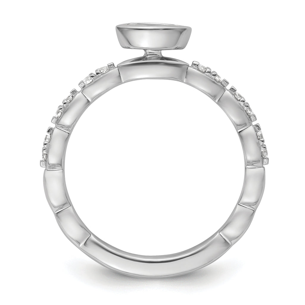 14k White Gold Stackable Expressions White Topaz and Diamond Ring