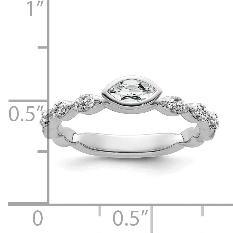 14k White Gold Stackable Expressions White Topaz and Diamond Ring
