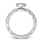 14k White Gold Stackable Expressions Cr.Emerald and Diamond Ring
